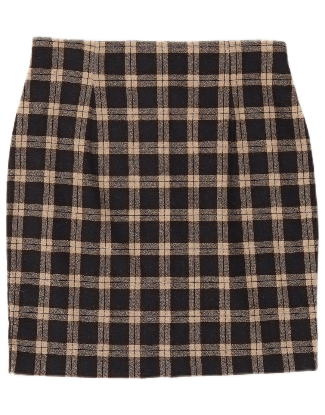Saia lápis feminina vintage W30 xadrez preto médio
