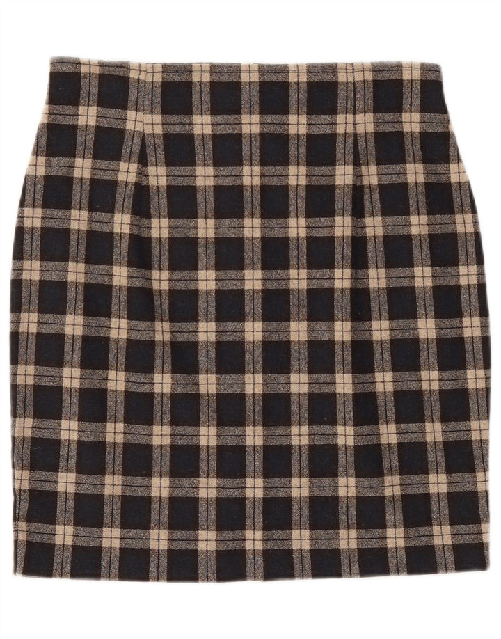 Saia lápis feminina vintage W30 xadrez preto médio