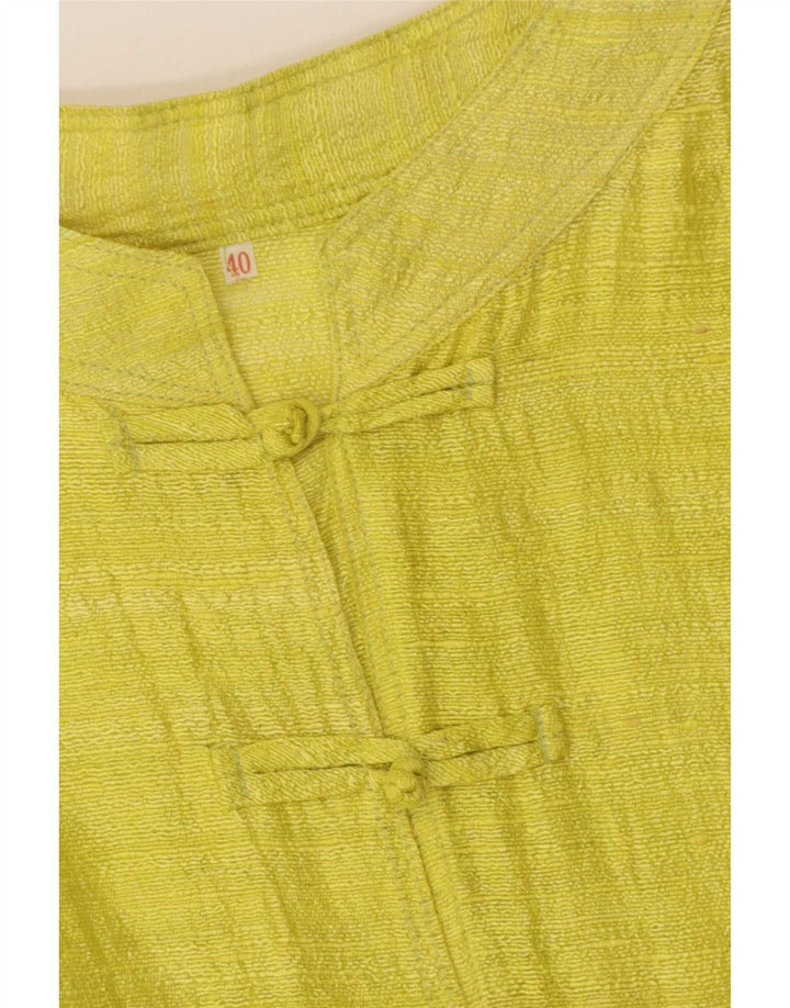 Blusa feminina vintage manga 3/4 EU 40 listrada amarela média