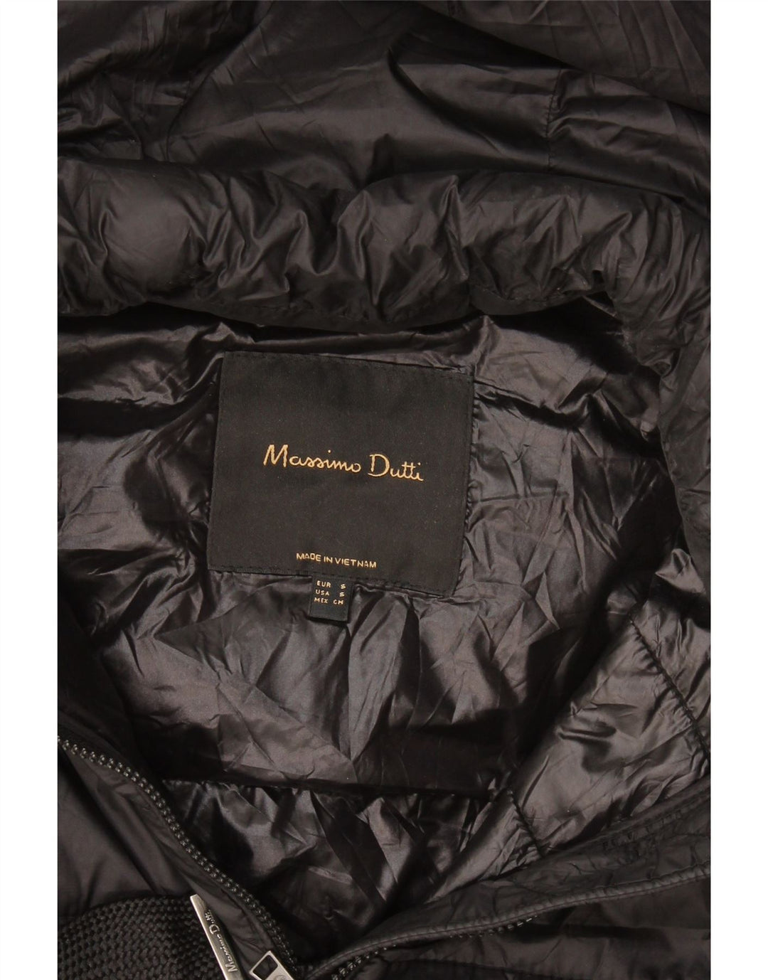 Colete acolchoado com capuz feminino Massimo Dutti UK 10 pequeno preto