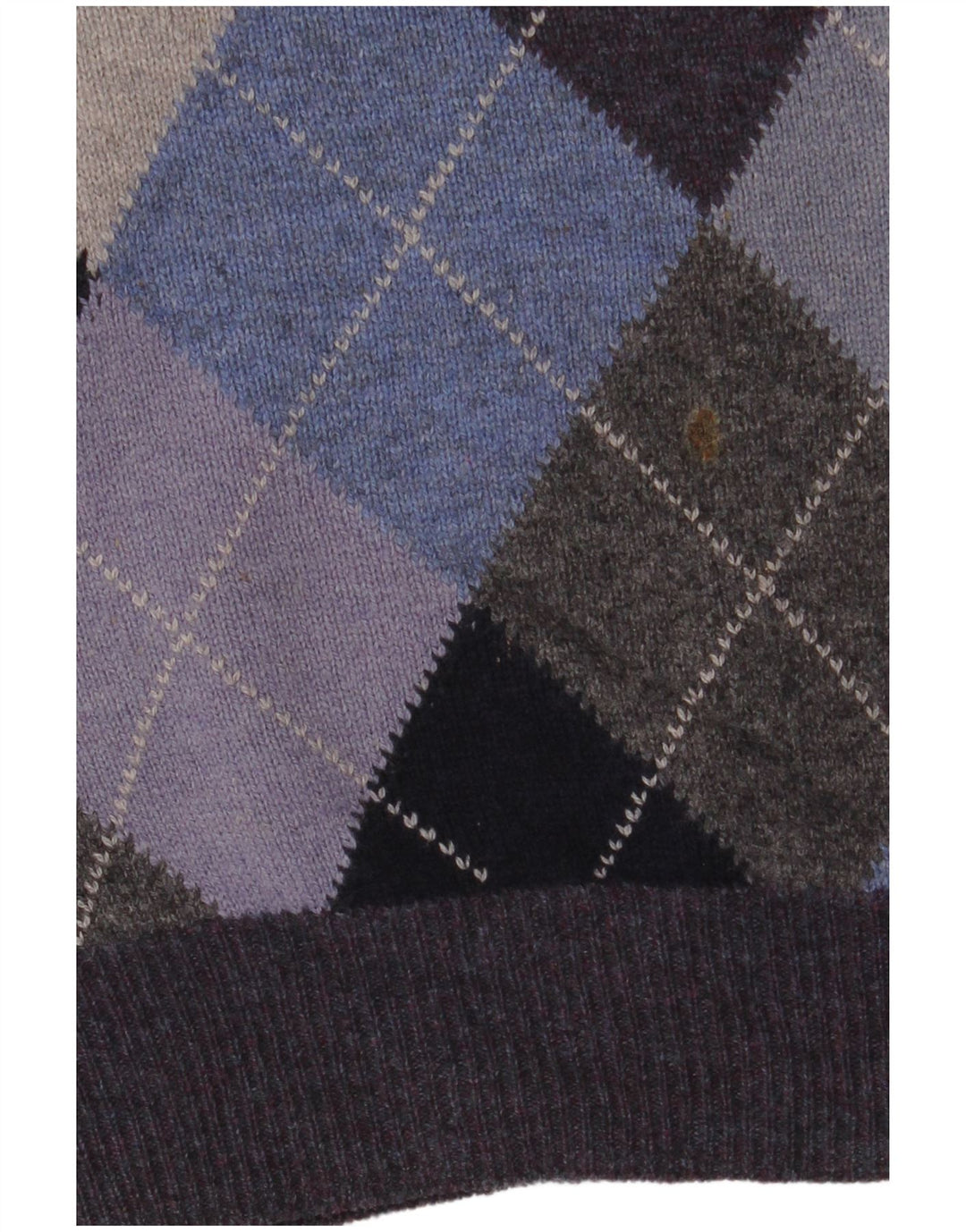 Suéter masculino Marks & Spencer com decote em V médio roxo Argyle/Diamante