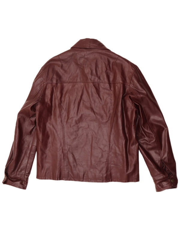 Jaqueta de couro masculina vintage UK 40 grande Borgonha