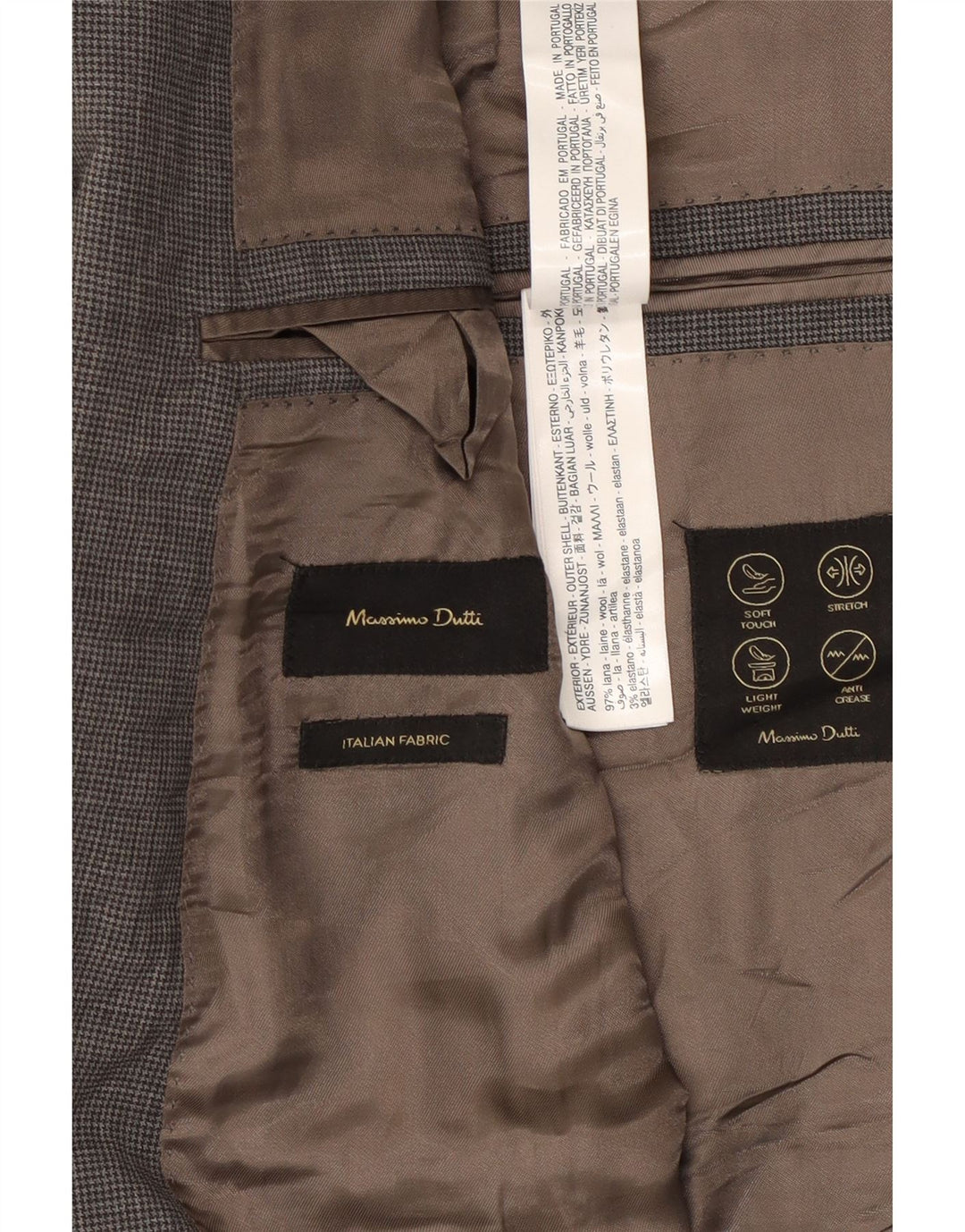 Jaqueta blazer masculina Massimo Dutti com 2 botões US 46 XL cinza xadrez lã
