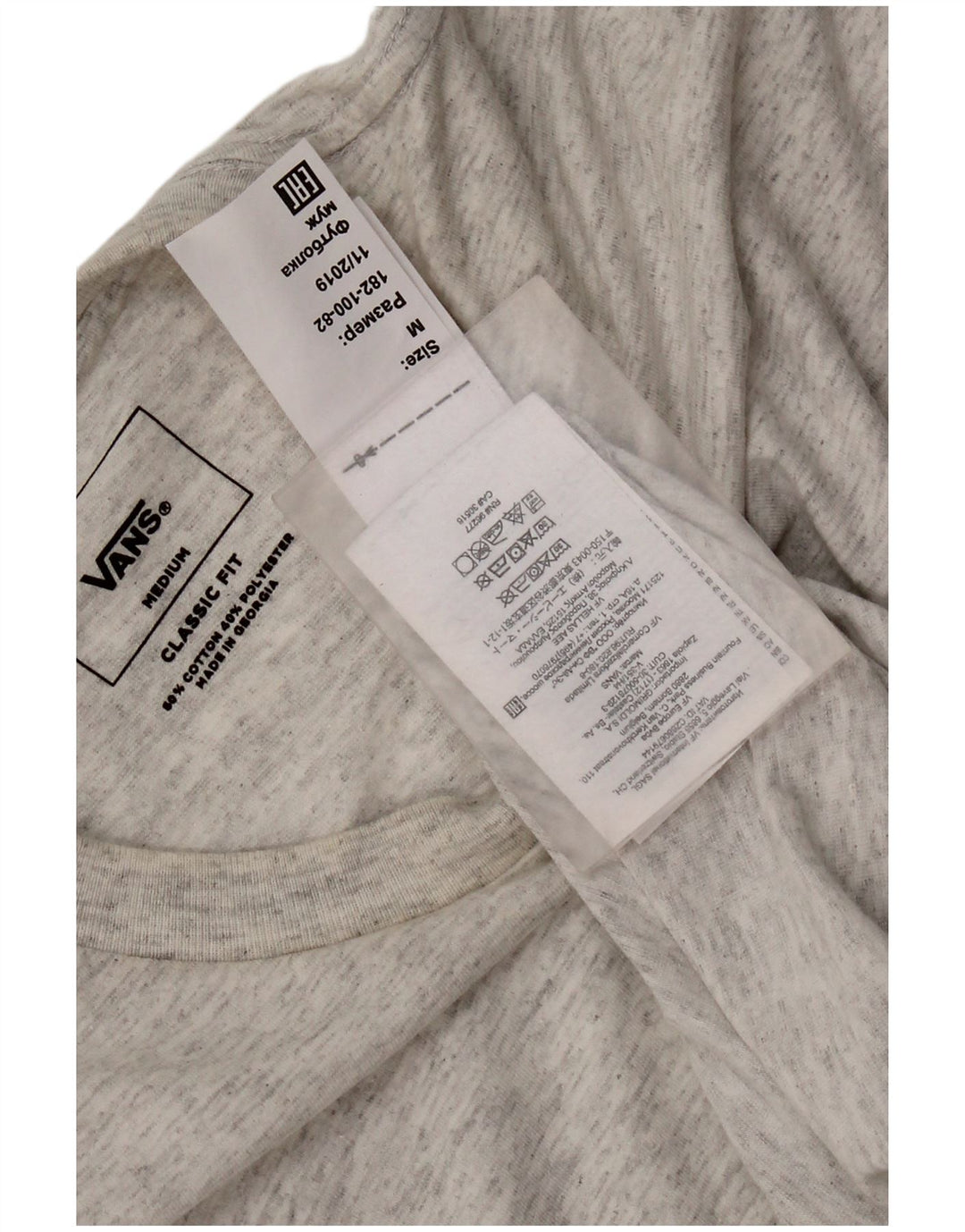 Camiseta masculina Vans Classic Fit Top cinza médio algodão manchado