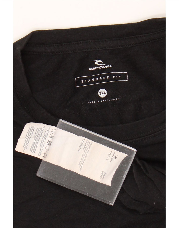 Camiseta masculina RIP CURL com ajuste padrão gráfico top 2XL algodão preto