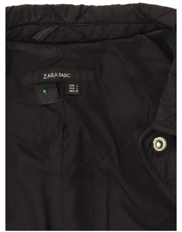 Sobretudo acolchoado feminino Zara UK 16 grande preto