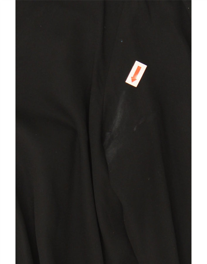 Blusa feminina Zara manga comprida com gravata frontal Reino Unido 10 pequeno poliéster preto