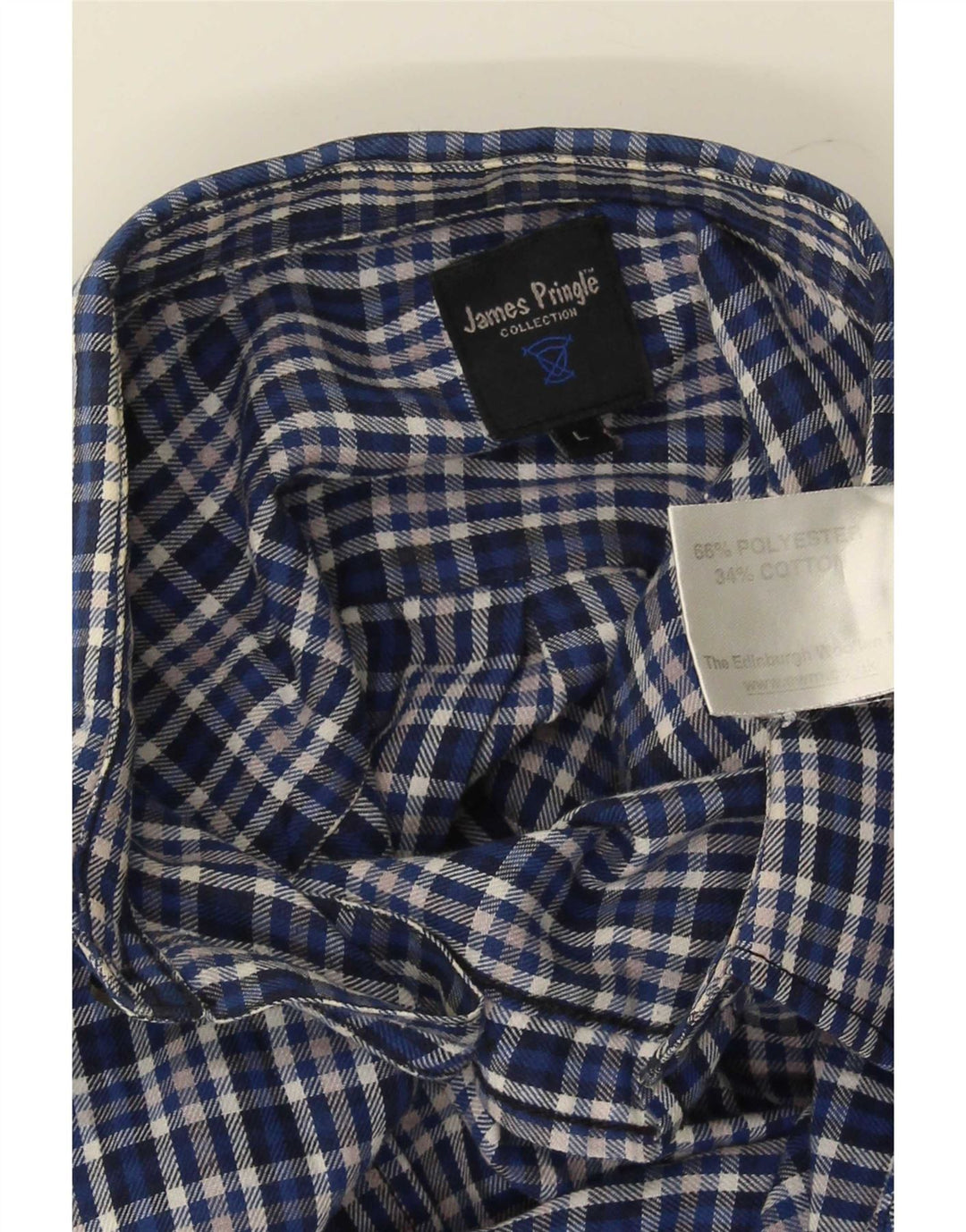 Camisa masculina de flanela James Pringle grande poliéster xadrez azul