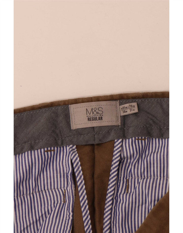 Calça masculina reta regular Marks & Spencer W36 L31 algodão bege