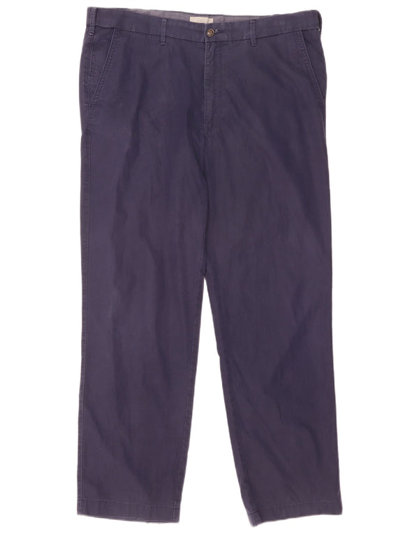 Calça chino reta masculina Marks & Spencer W38 L31 algodão azul marinho