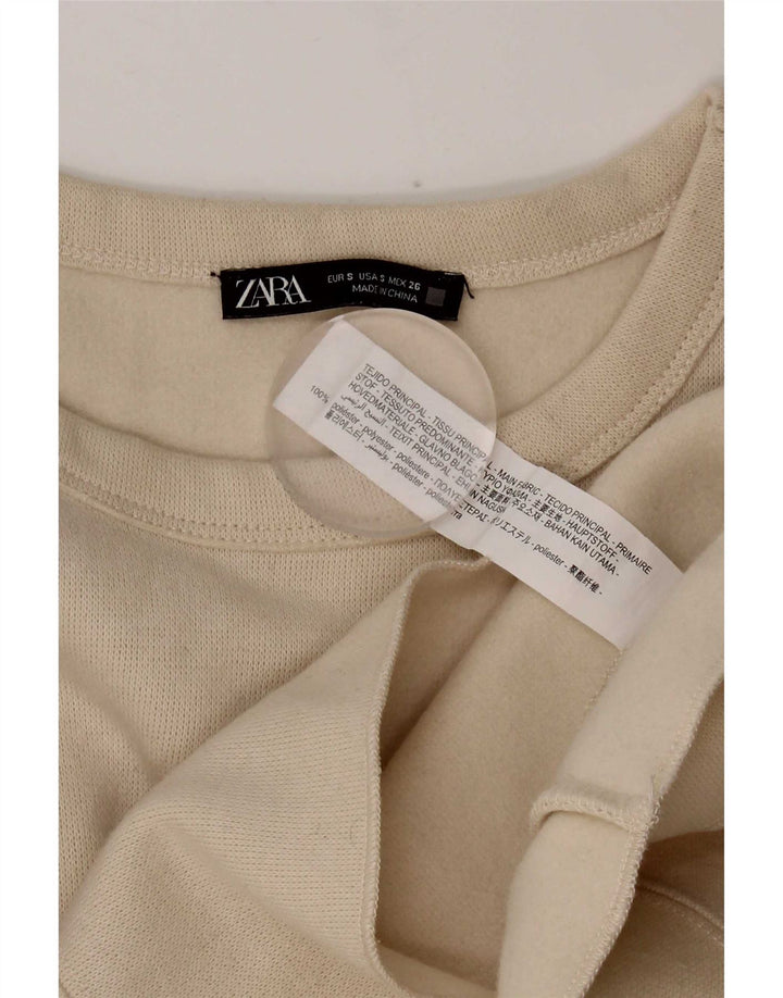 Zara Womens Oversized Sweatshirt Jumper UK 10 Pequeno Poliéster Bege