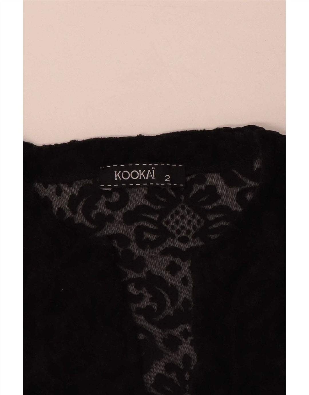 Top feminino Kookai transparente grande EUA 2 XS preto floral