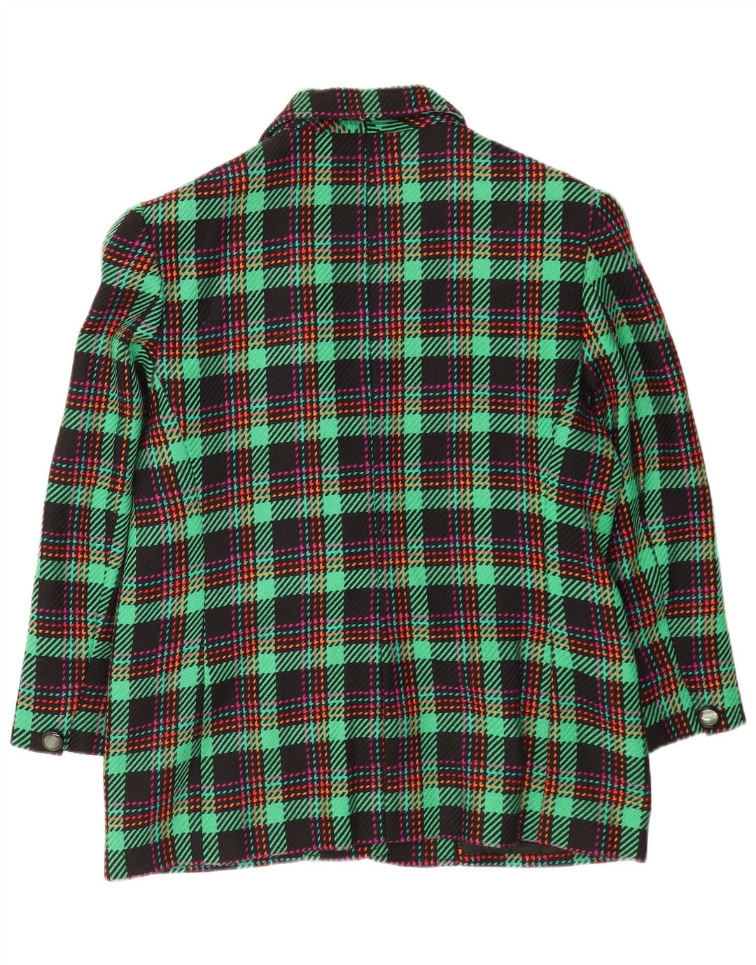 Jaqueta blazer feminina vintage com 2 botões Reino Unido 16 grande lã xadrez verde