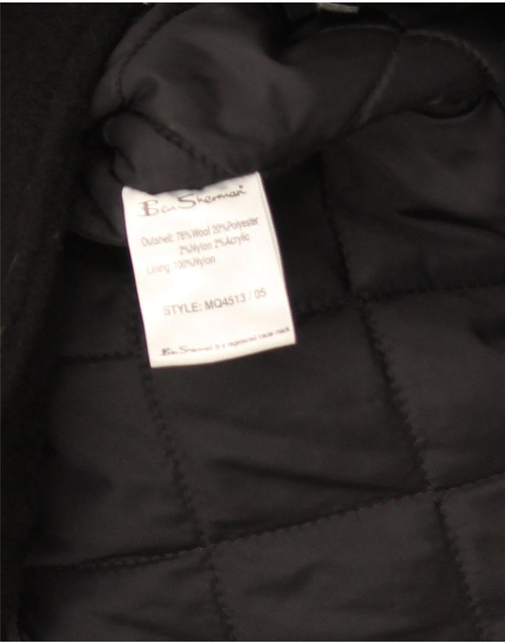 Jaqueta Parka masculina com capuz Ben Sherman Reino Unido 40 grande lã preta