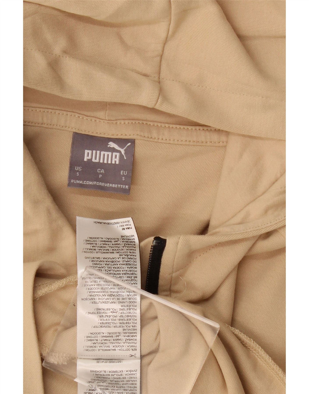 Puma Mens Zip Neck Hoodie Jumper Pequeno Algodão Bege
