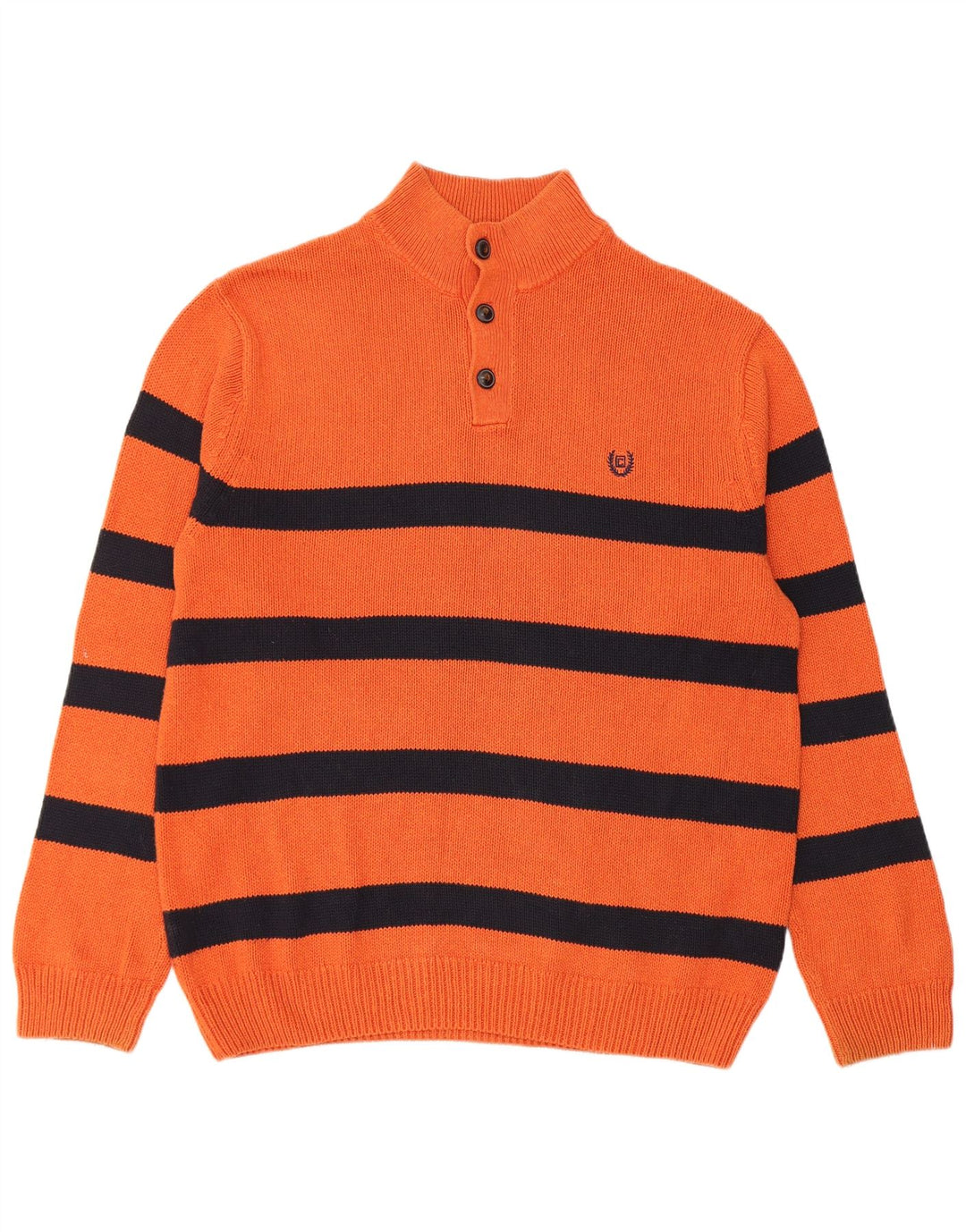 Suéter masculino Chaps com gola redonda e algodão listrado laranja XL