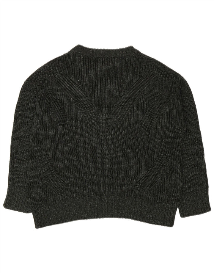 Suéter feminino Massimo Dutti com gola redonda grande, Reino Unido 14, médio, cáqui
