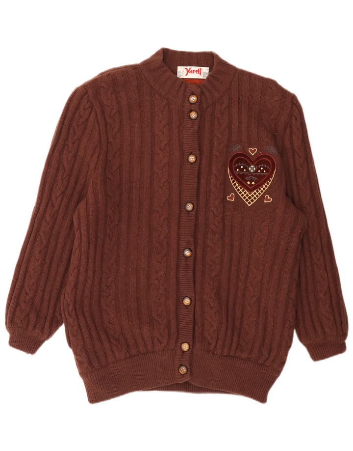 Suéter cardigã feminino grande Yarell Reino Unido 14 grande marrom