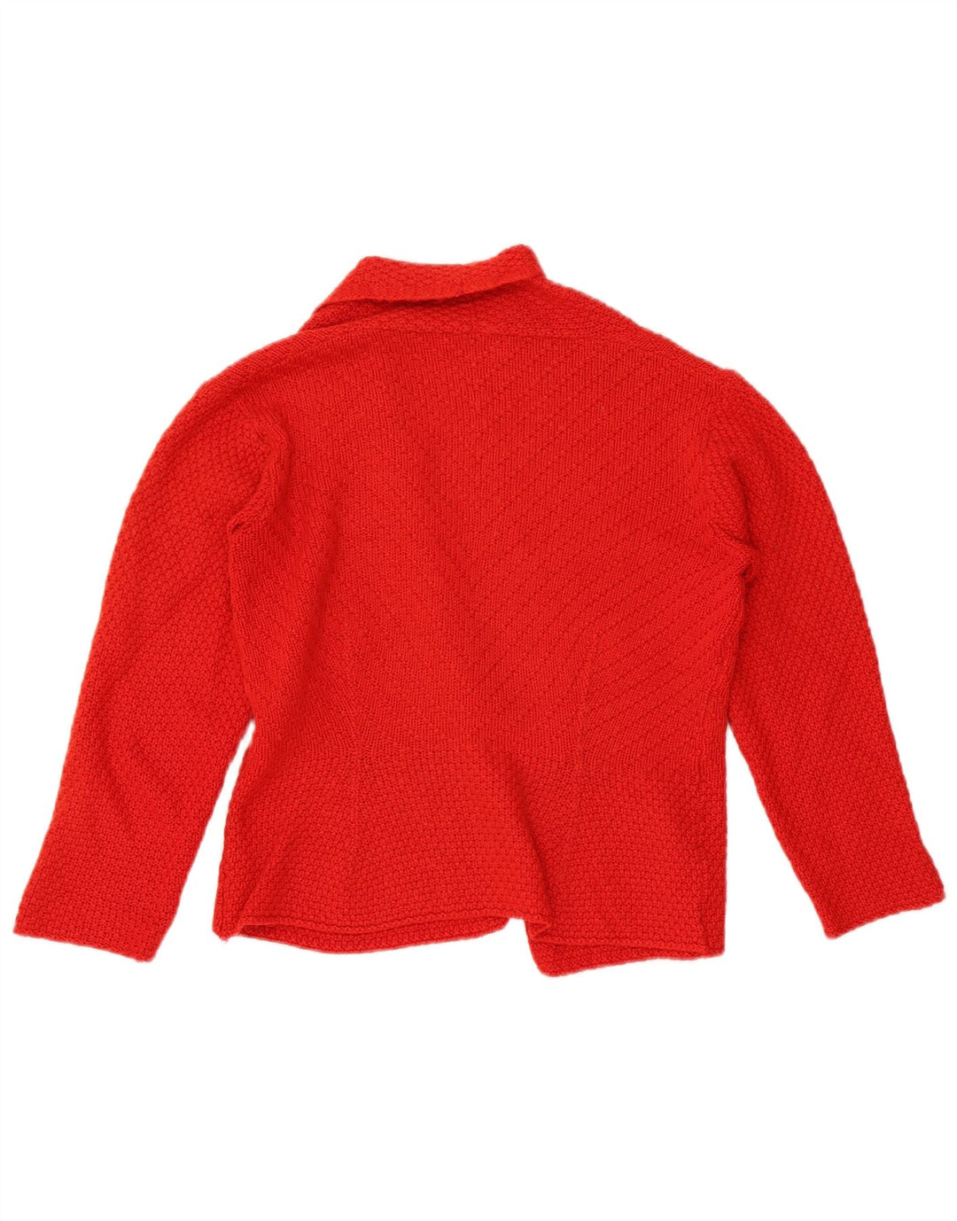Suéter cardigã feminino aberto Marks & Spencer Reino Unido 10 lã vermelha pequena