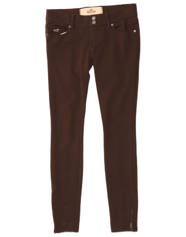 Calça feminina casual skinny de cintura baixa Hollister US 0 XS W28 L27 marrom