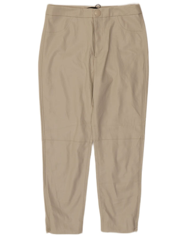 Zara Leggings feminino de cintura alta de couro sintético grande W30 L24 bege