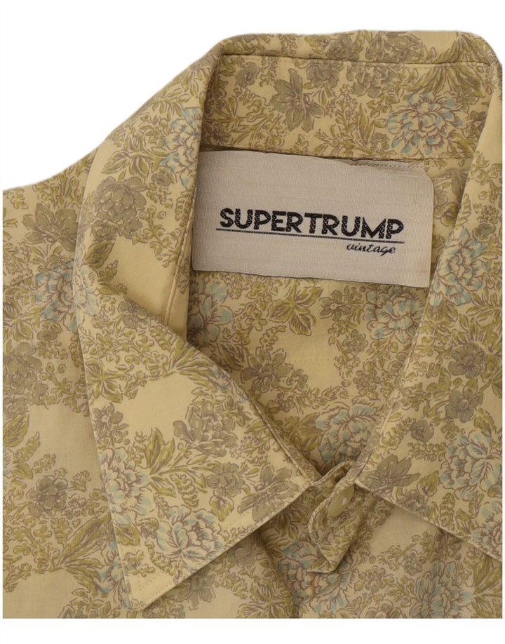 Camisa masculina vintage grande cáqui floral