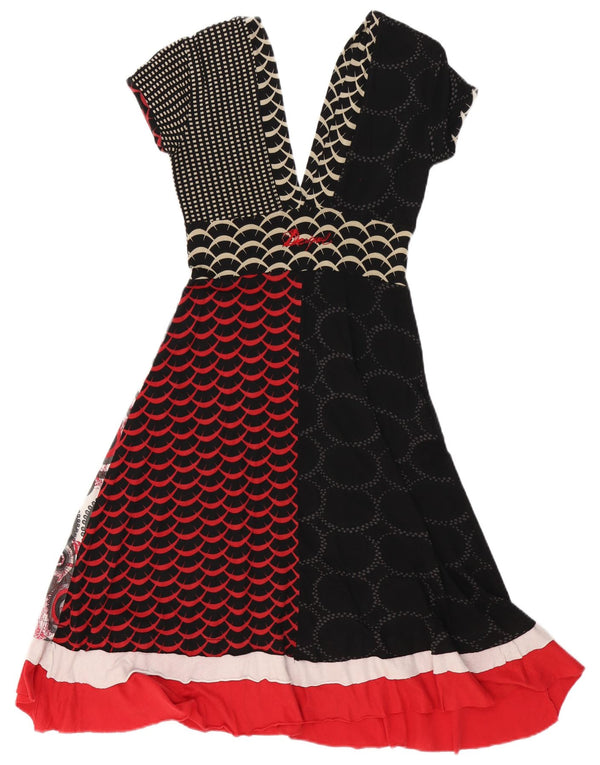 Vestido feminino Desigual com estampa A-Line UK 10 pequeno multicolorido geométrico