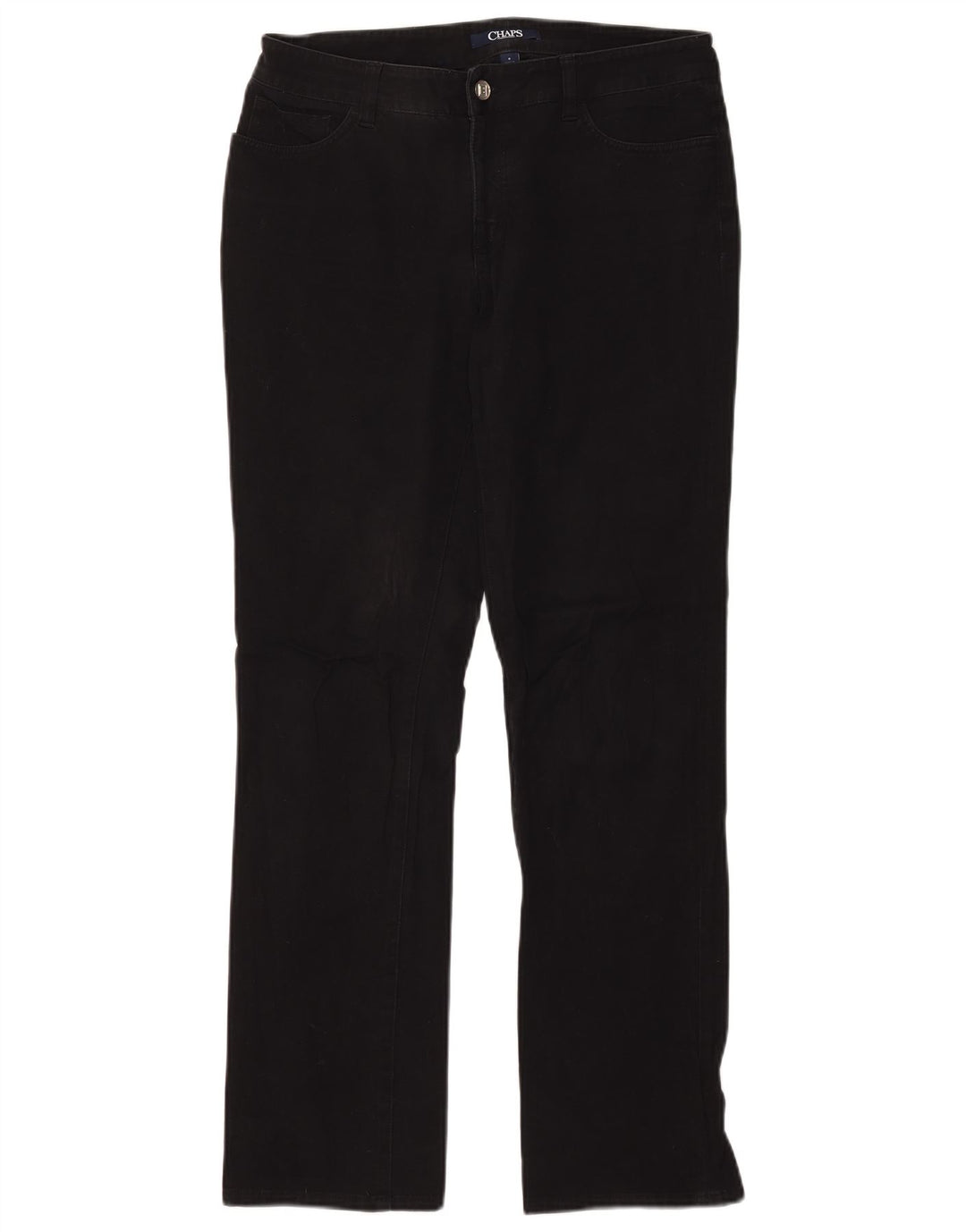 Calça jeans reta feminina CHAPS US 8 médio W32 L31 algodão preto