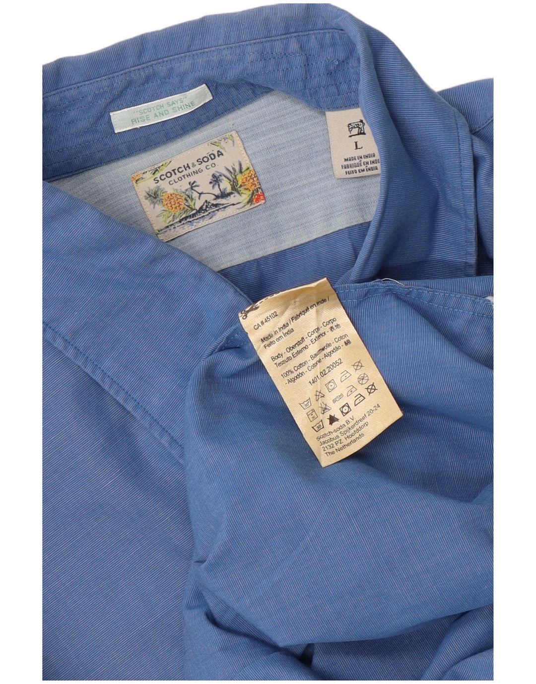 Camisa masculina Scotch & Soda grande algodão azul