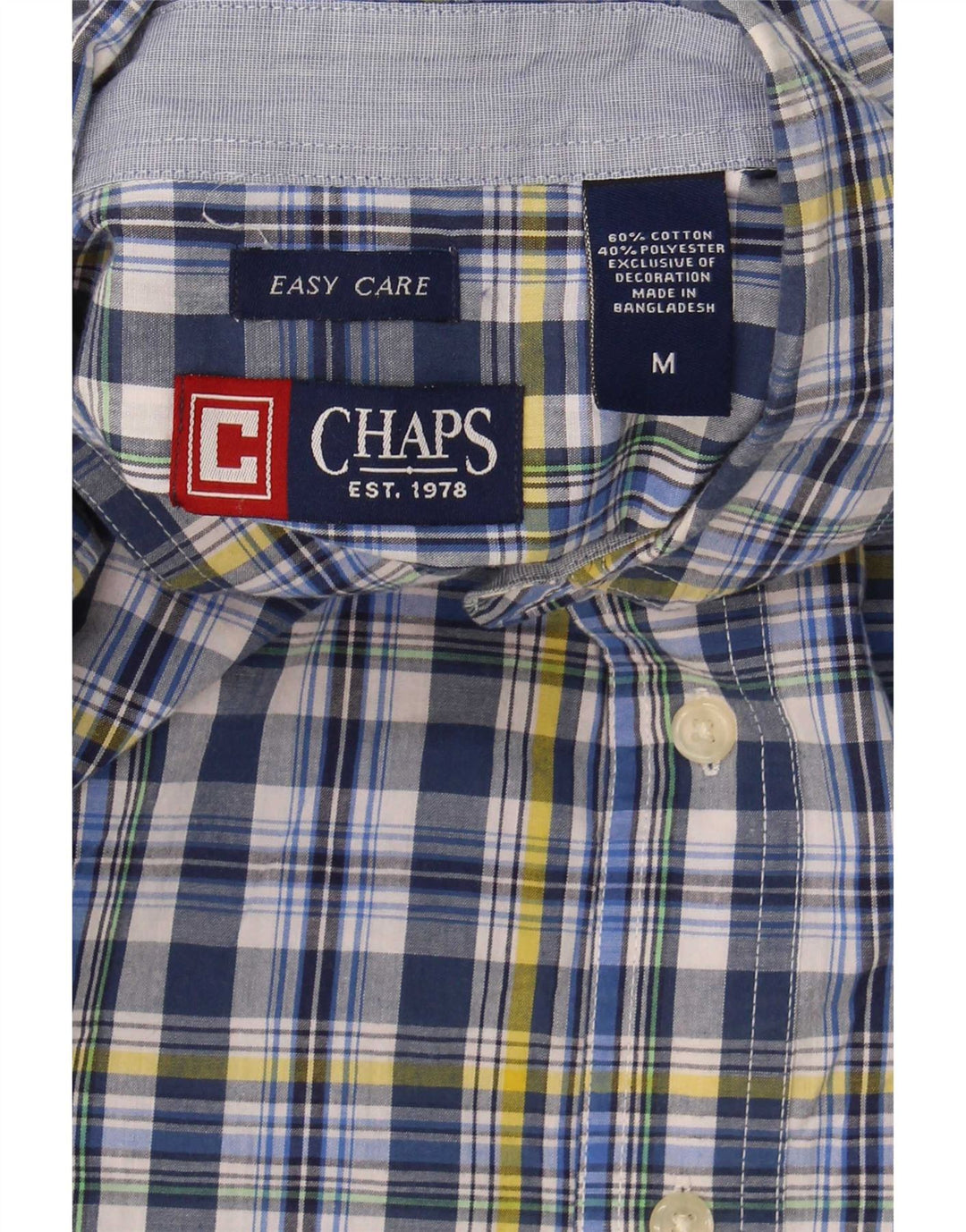 Camisa masculina Chaps Easy Care de algodão xadrez azul médio