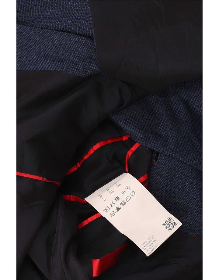 Hugo Boss Jaqueta blazer masculina de 2 botões UE 46 pequena lã virgem azul marinho