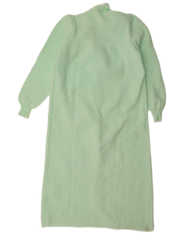 Vestido feminino vintage em malha UK 18 XL verde floral