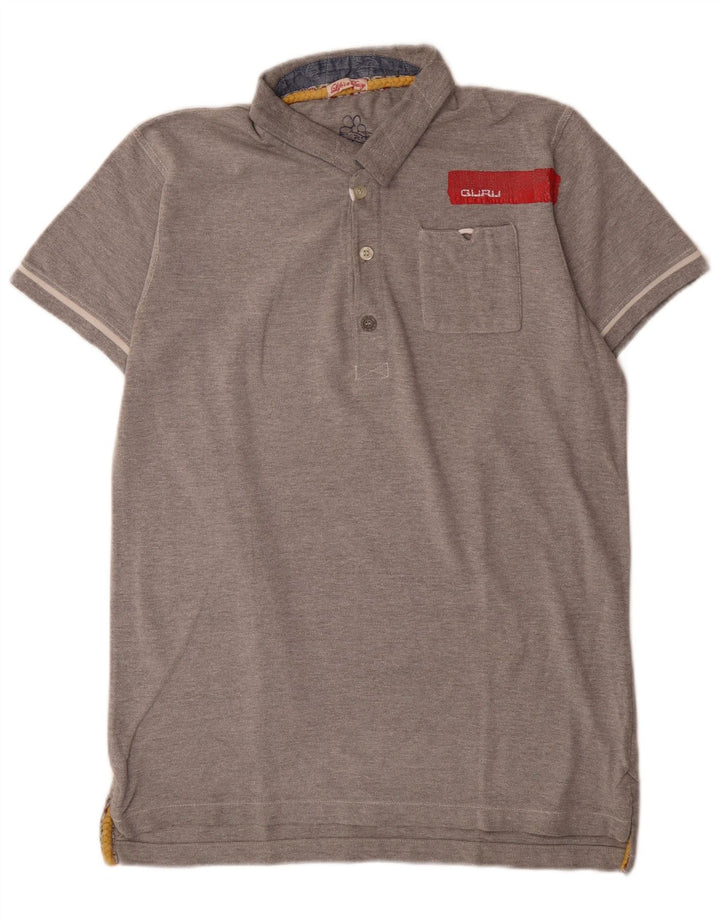Camisa polo masculina Guru grande algodão cinza