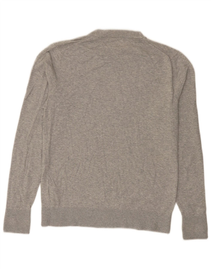 Suéter masculino Tommy Hilfiger regular fit com gola redonda, pequeno algodão cinza