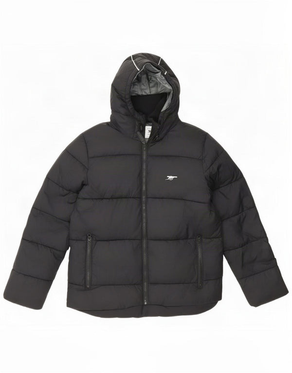 Jaqueta acolchoada com capuz para meninos do Arsenal 12-13 anos Nylon preto