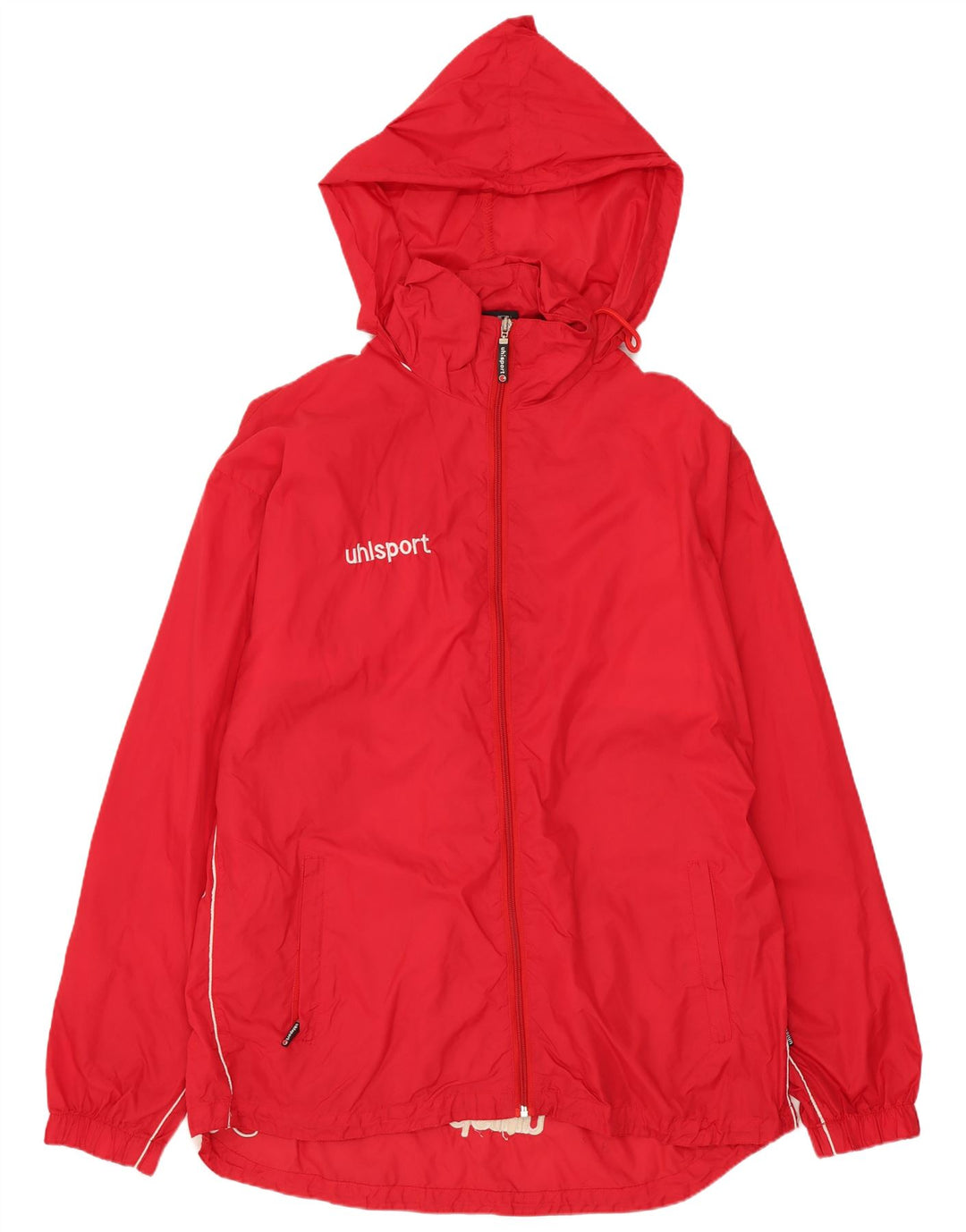 Jaqueta de chuva masculina com capuz Uhlsport UK 40 grande poliéster vermelho