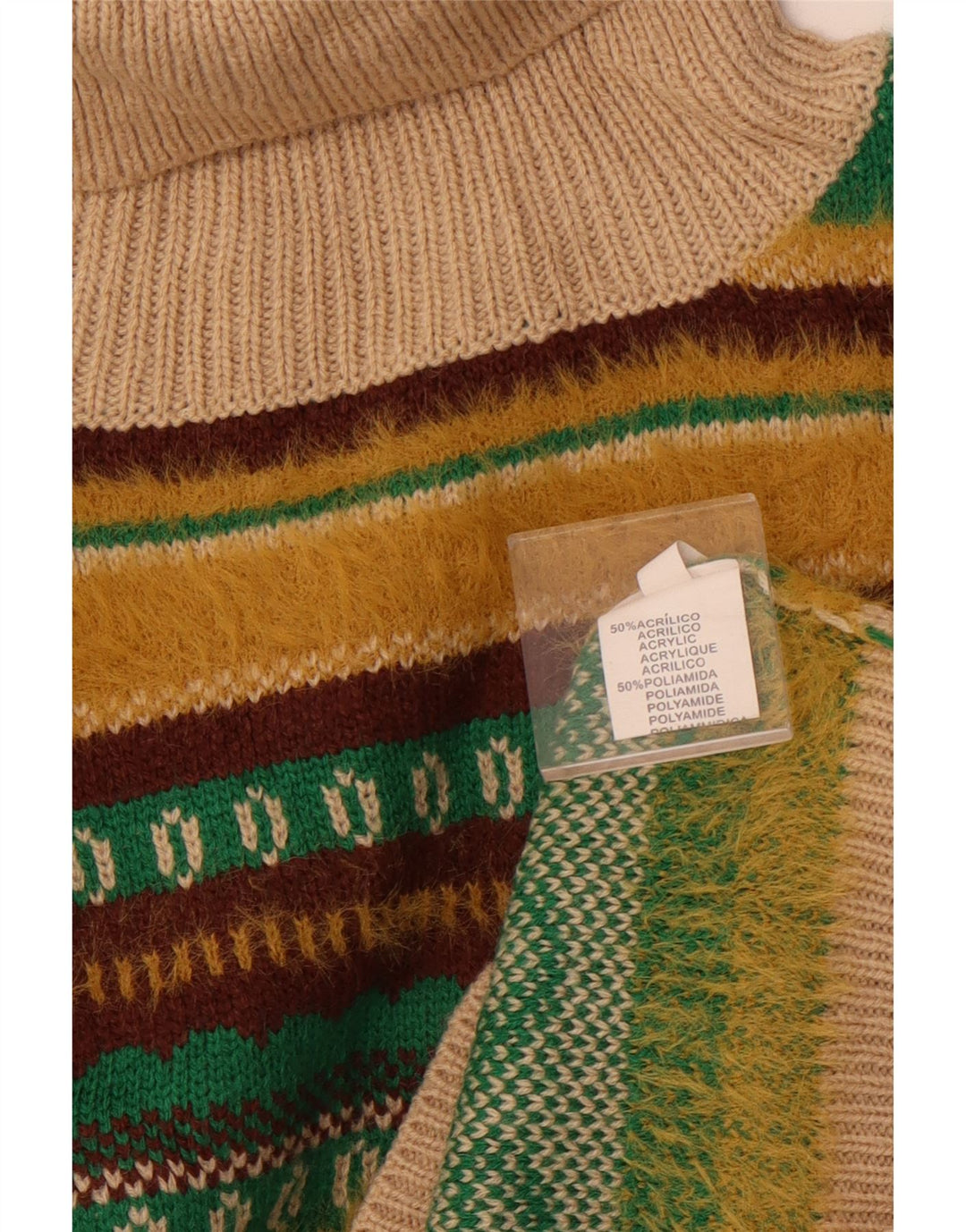 Suéter masculino VINTAGE com gola redonda grande multicolorido Fair Isle