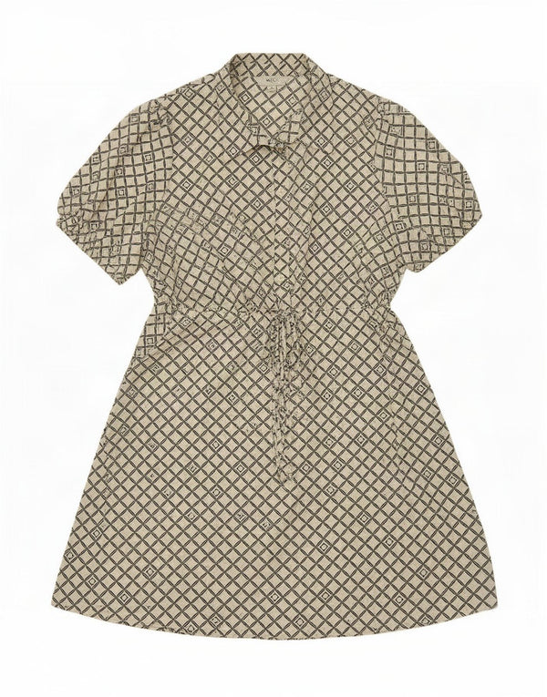 Vestido feminino Marks & Spencer A-Line Reino Unido 16 grande poliéster geométrico branco
