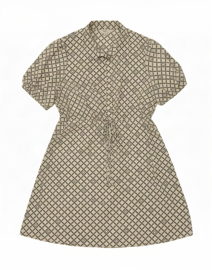 Vestido feminino Marks & Spencer A-Line Reino Unido 16 grande poliéster geométrico branco