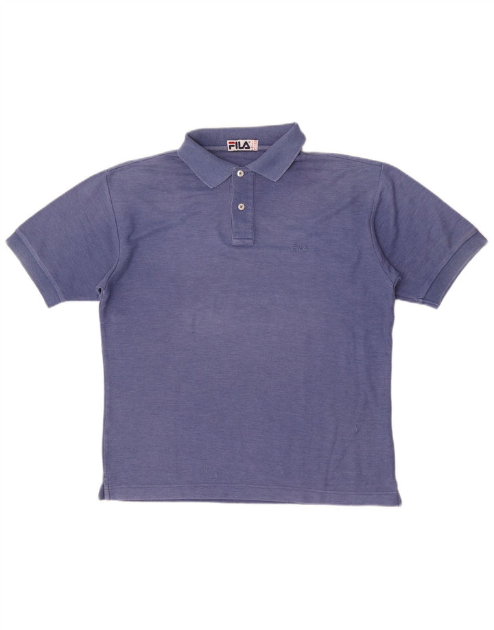 Camisa polo masculina Fila pequena azul algodão