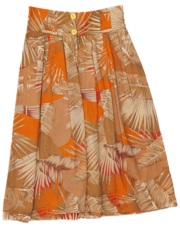 Saia feminina vintage linha A IT 42 médio W26 algodão floral marrom