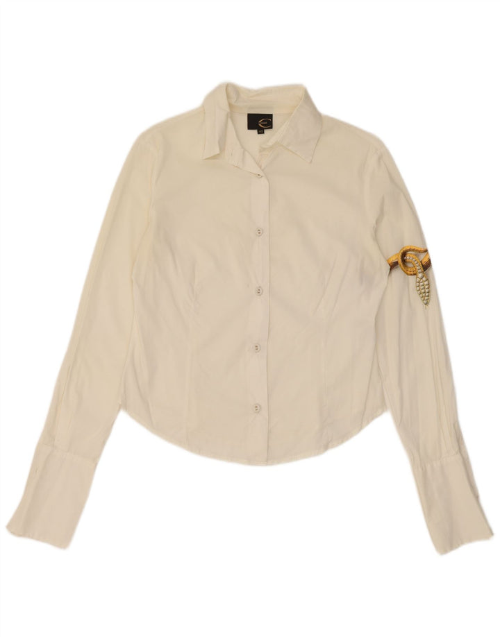 Camisa gráfica feminina Just Cavalli IT 40 algodão branco pequeno