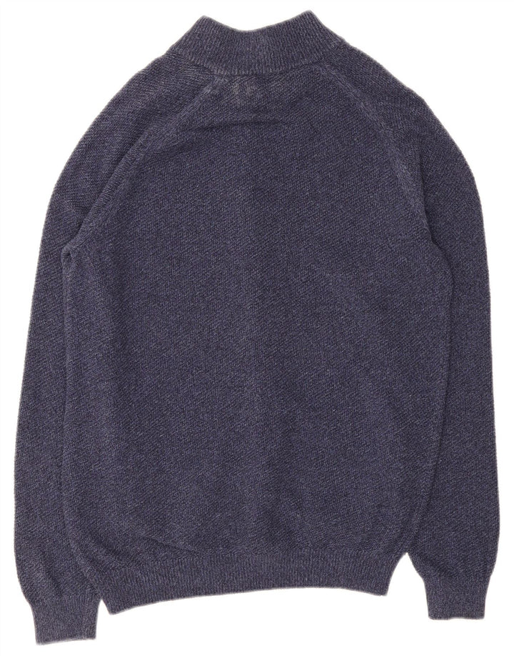 Suéter cardigã masculino Massimo Dutti grande algodão azul marinho
