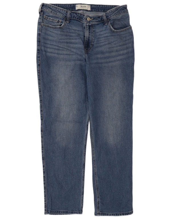 Jeans retos femininos de cintura alta Hollister EUA 14 grande W32 L30 azul