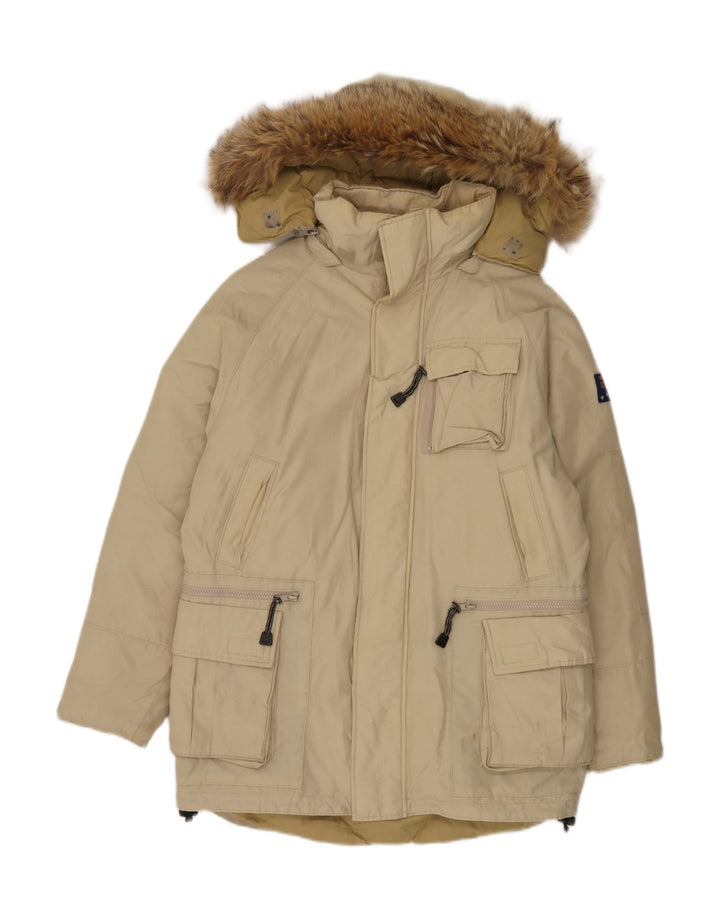 Casaco acolchoado com capuz masculino Woolrich UK 36 pequeno bege
