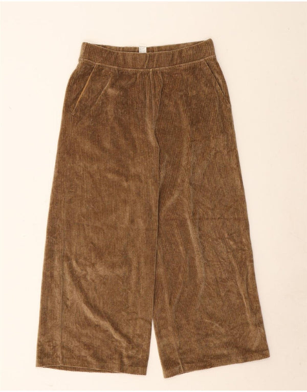 Calça capri feminina de veludo com perna larga Benetton pequena W28 L23 algodão bege