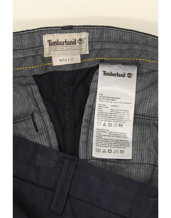 Calças Chino retas masculinas Timberland tamanho 34 W34 L26 algodão azul marinho