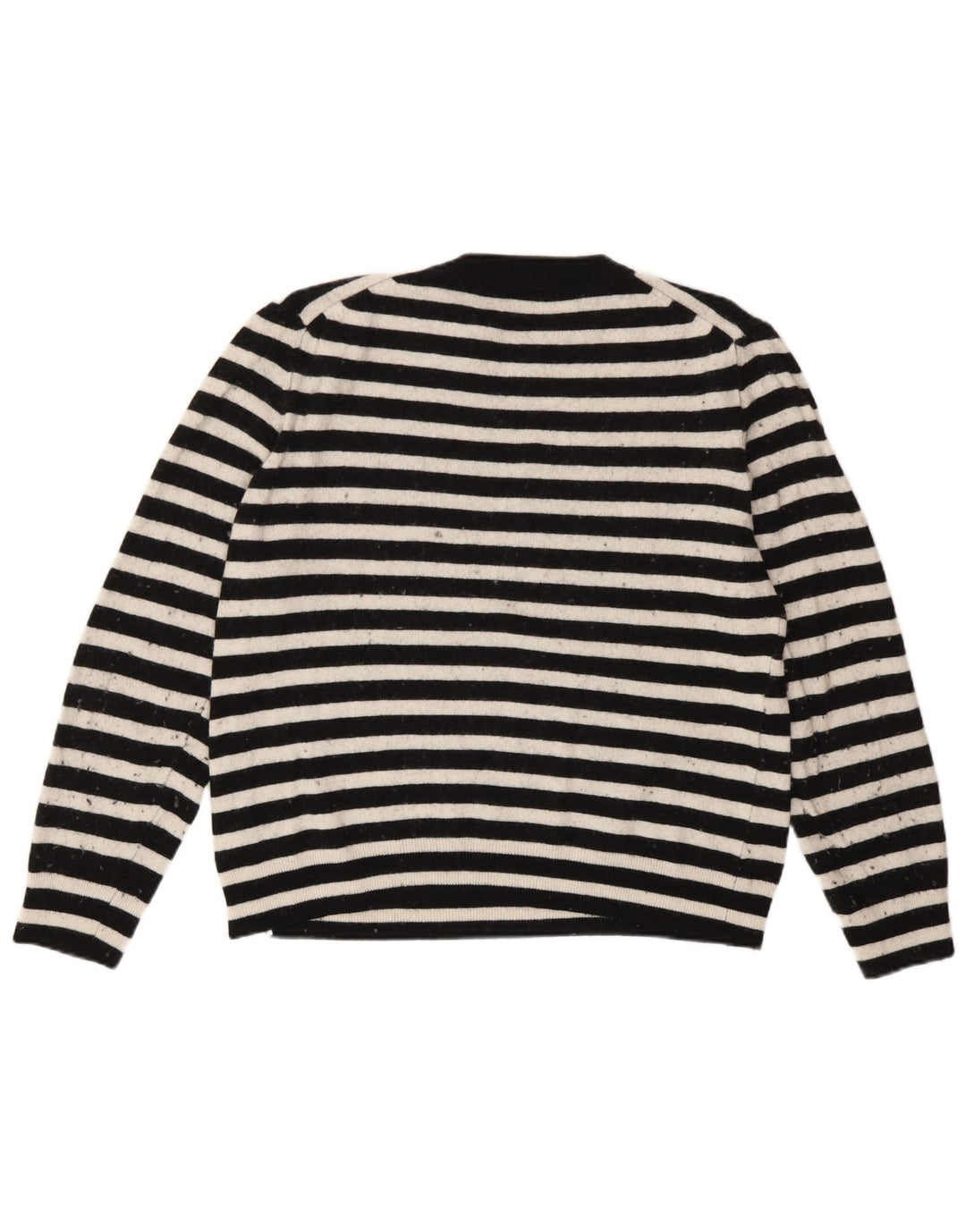 Zara Suéter feminino com gola redonda e gola redonda, poliamida listrada preta média UK 14