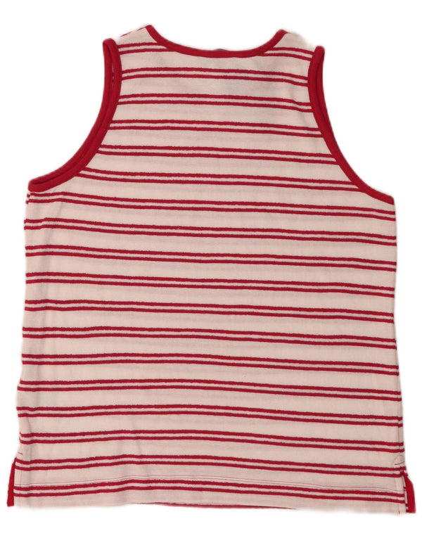 Colete feminino Marks & Spencer UK 14 grande algodão listrado branco