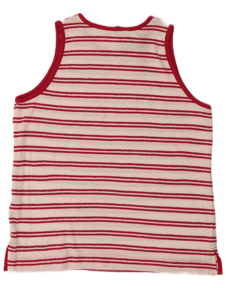 Colete feminino Marks & Spencer UK 14 grande algodão listrado branco